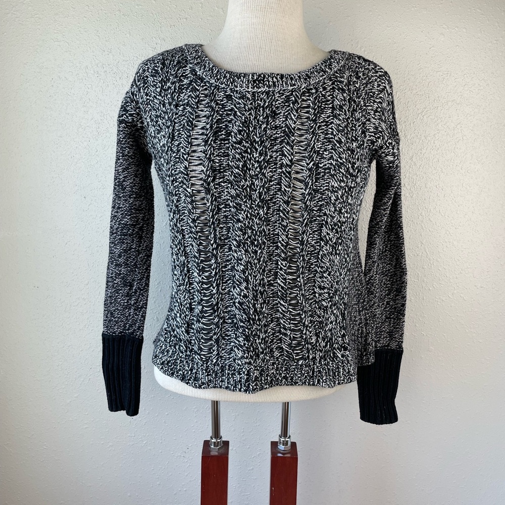 American Eagle Outfitters Black and White Wool Blend Sweater Size XS EUC